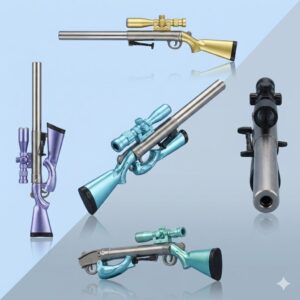 Sniper Rifle Gel Ink Pen with LED Torch Light Pack of 5 Creative Stationery for School Office
